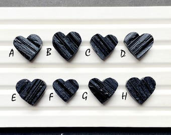 Black Tourmaline Druzy Heart Shape Loose Gemstone For Jewelry Making, AAA+ Natural Black Tourmaline Druzy Heart For Wire Wrap - 27859-27866