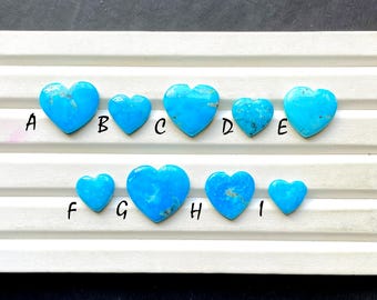 100% Natural Arizona Sleeping Beauty Turquoise Heart Shape Loose Gemstone For Jewelry Making , Arizona Turquoise Cabochon Heart -31568-31576