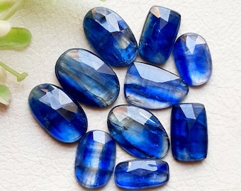 Selected Blue Kyanite 13-10 MM  Rosecut Gemstone 10 Pieces Lot, Natural Blue Kyanite Gemstone With Flat Back For Jewelry Making 9512