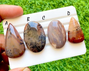 Desert Landscape Collection Dendritic Agate Cabochon For Wire Wrap, Natural Honey Dendritic Agate Gemstones For Jewelry Making -35712-35715