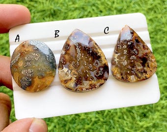 Rare Yellow Marcasite Cabochon Loose Gemstone For Jewelry Making, AAA+ Natural Yellow Marcasite Cabochon Gemstone For Wire Wrap -37219-37221