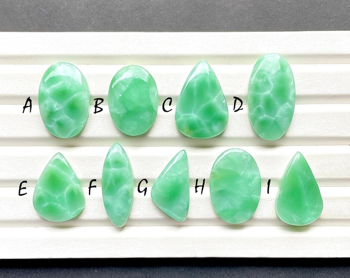Featured listing image: Selected Hemimorphite Cabochon Loose Gemstone For Jewelry Making, AAA+ Natural Green Hemimorphite Cabochon For Wire Wrap - 28322-28330