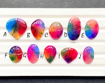 Solar Quartz Hand Carved Cabochon Loose Gemstone For Jewelry Making, AAA+ Solar Quartz Carving Cabochon For Wire Wrap - 28603-28612