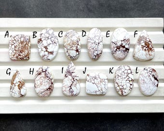 White Magnesite Wild Horse Jasper Cabochon Loose Gemstone, AAA+ Natural Wild Horse Gemstone For Handmade Jewelry And Wire Wrap - 34407-34418