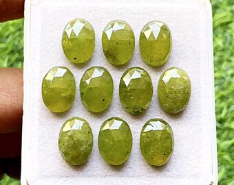 VESUVIANITE Oval Rose Cut Flat Back Gemstone 10 Pieces Lot | Size : 10X14 MM | Natural AAA+ Quality Vesuvianite Used For Jewelry Making
