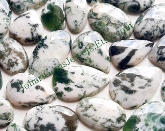 Natural Tree Moss Agate Cabochon Wholesale Lot By Weight With Different Shapes And Sizes Used For Jewelry Making