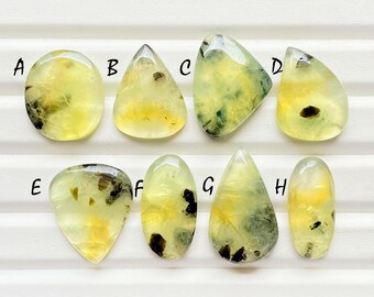 New Rusted Rutile Prehnite Cabochon Loose Gemstone For Jewelry Making, Natural Rusted Rutile Prehnite Gemstone For Wire Wrap - 25486-25503