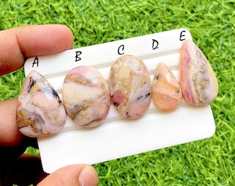 Strawberry Pink Opal Cabochon Loose Gemstone For Handmade Jewelry, AAA+ Natural Pink Opal For Jewelry Making And Wire Wrap - 36378-36382