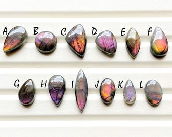 Selected Natural Purple Labradorite Cabochon Loose Gemstone For Jewelry Making, AAA+ Natural Purple Labradorite For Wire Wrap - 27836-27847