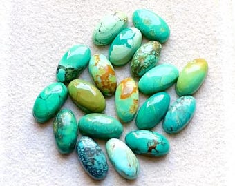Selected Tibetan Turquoise 5X10 MM Calibrated Oval Shape Gemstone 15 Pcs Lot, Natural Tibetan Turquoise With Flat Back For Handmade Jewelry