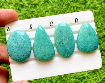 Sea Mist Amazonite Cabochon Loose Gemstone For Jewelry Making, AAA+ Natural Peruvian Amazonite Cabochon For Wire Wrap - 36856-36859