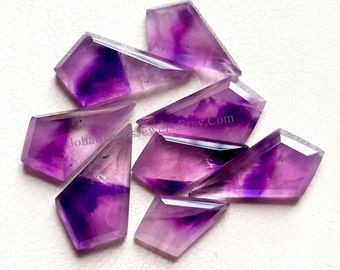 Amethyst Kite Shape Rose Cut Gemstone - Natural Amethyst Kite Shape Gemstone 10 Pieces Lot For Jewelry Making, Pendant, Ring