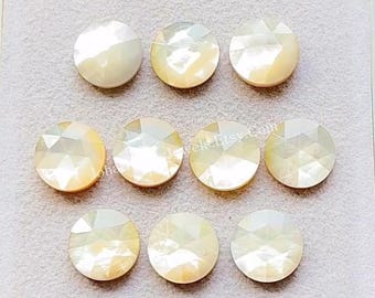 Mother Of Pearl 10 MM Round Shape Rosecut With Flat Back Gemstone 10 Pieces Lot, AAA+ Natural Mother Of Pearl  Used For Jewelry Making