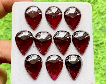 Natural GARNET 13x18 MM Pear Shape Calibrated Cabochon With Flat Back 5 Pieces Gemstone Lot, AAA+ Natural Garnet Used For Jewelry Making