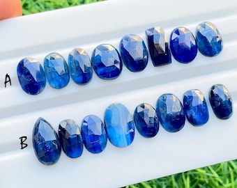 Deep Blue Kyanite Rosecut Gemstone With Flat Back 8 Pieces Lot For Jewelry Making, AAA+ Natural Blue Kyanite Gemstone Lot - 26645-26646