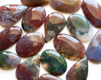 New Red Moss Agate Cabochon, Wholesale Lot Cabochon By Weight With Different Shapes And Sizes Used For Jewelry Making