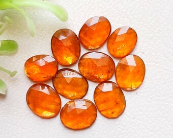 New Orange Kyanite Rosecut Oval Gemstone 10 Pieces Lot | Size : 10X8 MM | AAA+ Natural Orange Kyanite With Flat Back For Handmade Jewelry