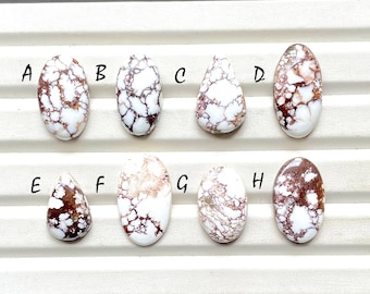 White Magnesite Wild Horse Jasper Cabochon Loose Gemstone, AAA+ Natural Wild Horse Gemstone For Handmade Jewelry And Wire Wrap - 30051-30058