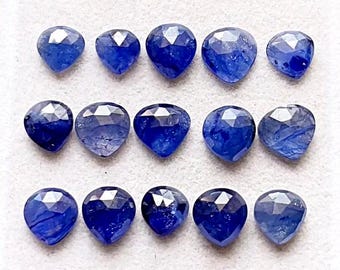 Thailand Blue Sapphire Rose Cut Gemstone 15 Pieces Lot For Jewelry Making  | Size : 8-7 MM | Thailand Blue Sapphire Flat Back - 14989