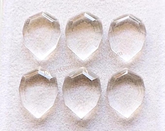 Clear Quartz Fancy Cut Pear Shape With Flat Back Gemstone 6 Pieces Lot | Size : 12X16 MM | AAA+ Clear Quartz Used For Jewelry Making