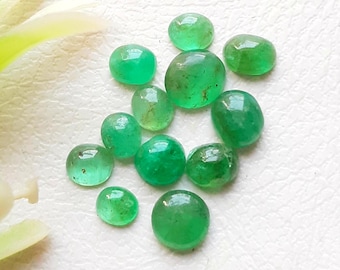 100% Natural EMERALD Cabochon Loose Gemstone 15 Pieces Lot | Size : 6-4 MM | Natural Columbian Emerald Cabochon For Jewelry Making  - 19194