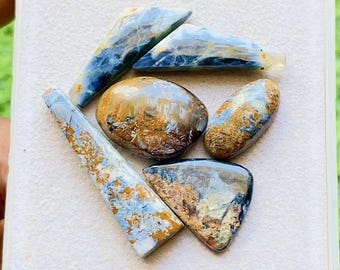 PIETERSITE Cabochon Loose Gemstone 6 Pieces Lot | Size 34-17 MM | AAA+ Natural Pietersite Gemstone For Handmade Jewelry and Wirewrap- 29444