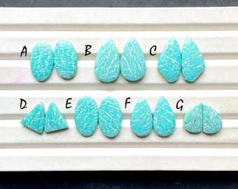 SELECTED Amazonite Pair Cabochon Gemstone For Handmade Jewelry, AAA+ Natural Amazonite Gemstone Matching Pairs For Earrings - 32440-32446
