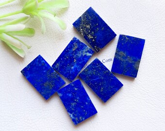 Lapis Lazuli Rectange Cabochon Calibrated Gemstone 6 Pieces Lot | Size : 12X18 MM | AAA+ Lapis Lazuli With Flat Back For Handmade Jewelry