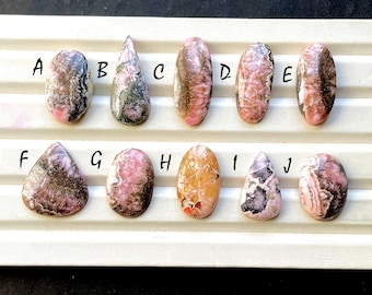 New Textured Rhodochrosite Cabochon Loose Gemstone For Jewelry Making, RARE Natural Rhodochrosite For Wire Wrap - 34644-34653