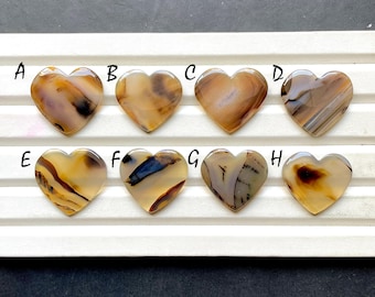 Montana Agate Heart Shape Cabochon Loose Gemstone For Jewelry Making, AAA+ Natural Montana Agate Heart Gemstone For Wire Wrap - 32151-32158