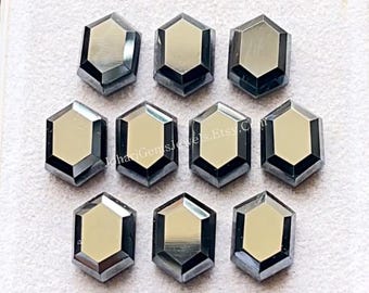 Hematite 10x14 MM Elongated Hexagon Shape With Flat Back Gemstone 10 Pieces Lot For Jewelry, AAA+ Natural Hematite Used For Handmade Jewelry