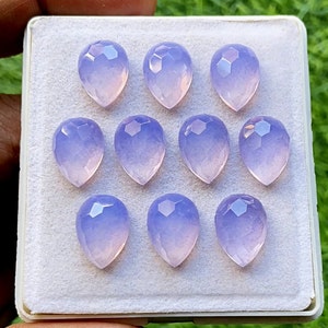 Lavender Quartz 10x14 MM Pear Shape Fancy Cut With Flat Back Gemstone 10 Pieces Lot, AAA+ Lavender Quartz Used For Jewelry Making