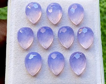Lavender Quartz 10x14 MM Pear Shape Fancy Cut With Flat Back Gemstone 10 Pieces Lot, AAA+ Lavender Quartz Used For Jewelry Making