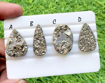NEW Pyrite Druzy Cabochon Loose Gemstone For Jewelry Making, AAA+ Natural Pyrite Druzy For Handmade Jewelry And Wire Wrap - 34530-34533
