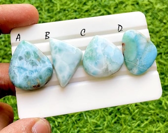 Ocean Blue Larimar Loose Gemstone Cabochon For Wire Wrap, Caribbean Larimar Gemstone, High End Larimar Jewelry Making Stone - 37893-37896