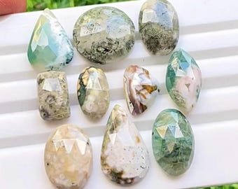 Selected Ocean Jasper Rose Cut Loose Gemstone 10 Pieces Lot For Jewelry Making | Size : 22-14 MM | Natural Ocean Jasper Gemstone Lot - 22627