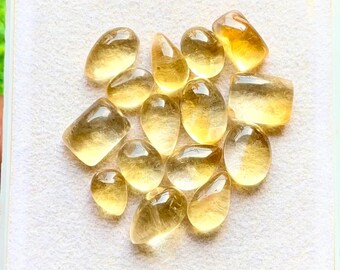 Selected Citrine Small Cabochon Loose Gemstone 15 Pieces Lot For Jewelry Making | Size : 11-8 MM | AAA+ Natural Citrine Cabochon - 29967