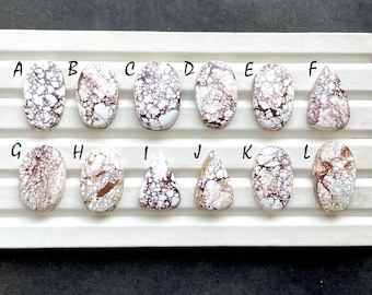 White Magnesite Wild Horse Jasper Cabochon Loose Gemstone, AAA+ Natural Wild Horse Gemstone For Handmade Jewelry And Wire Wrap - 34395-34406