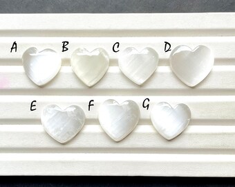 SELENITE Heart Shape Loose Gemstone For Jewelry Making, AAA+ Selenite Heart Shape Cabochon For Handmade Jewelry And Wire Wrap - 31079-31085