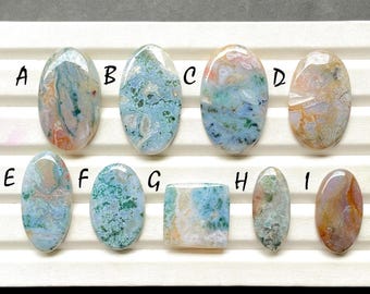 New Indonesian Moss Agate Cabochon Loose Gemstone For Jewelry Making, AAA+ Natural Moss Agate Cabochon For Handmade Jewelry - 31107-31115