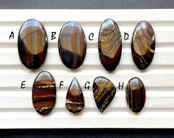 Iron Tiger Eye Cabochon Loose Gemstone For Jewelry Making, AAA+ Natural Iron Tiger Eye Gemstone Cabochon For Wire Wrap - 29014-29021
