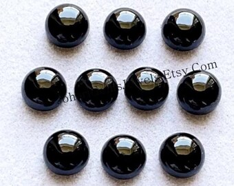 Black Chalcedony 8 MM Round Shape Smooth Cabochon Gemstone 10 Pieces Lot, AAA+ Natural Chalcedony With Flat Back For Jewelry Making