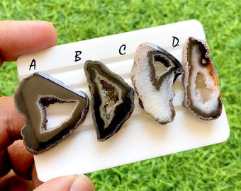 Canyon Cocoa Druzy Agate Geode Slice, AAA+ Brown Agate Druzy Cabochons, Crystal Center Agate Stones, Organic Geode For Jewelry - 36721-36724