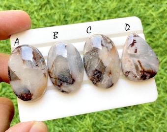 Mystic Landscape Dendritic Agate Cabochon For Wire Wrap, AAA+ Natural Designer Loose Gemstones Cabochon For Jewelry Making - 37435-37438