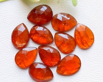 Orange Kyanite 10x14 MM Pear Rosecut Gemstone 10 Pieces Lot | AAA+ Orange Kyanite With Flat Back For Handmade Jewelry