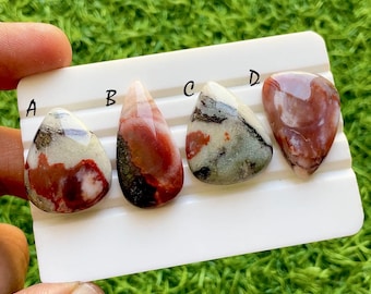 Blush Blossom Mist Agate Loose Cabochon For Wire Wrap, Soft Pink Plume Gemstone, Natural Designer Gemstone For Jewelry Making - 37456-37459