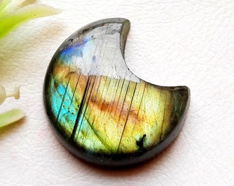 Labradorite Moon Shaped Cabochon Loose Gemstone For Jewelry Making, AAA+ Natural Labradorite Moon Shape Gemstone For Wire Wrap - 23026-23029