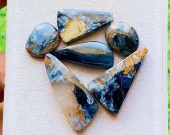 PIETERSITE Cabochon Loose Gemstone 6 Pieces Lot | Size 29-13 MM | AAA+ Natural Pietersite Gemstone For Handmade Jewelry and Wirewrap- 29442
