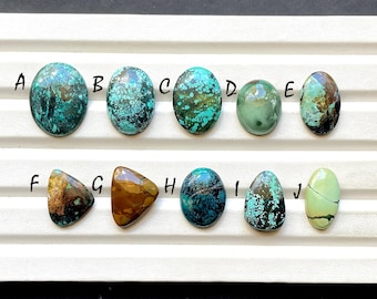 Natural Tibetan Turquoise Cabochon Loose Gemstone For Jewelry Making, AAA+ Tibetan Turquoise For Handmade Jewelry & Wire Wrap - 28853-28862