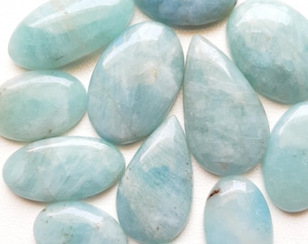 Natural Aquamarine Cabochon Wholesale Lot | AAA+  Natural Aquamarine By Weight With Different Shapes And Sizes Used For Jewelry Making